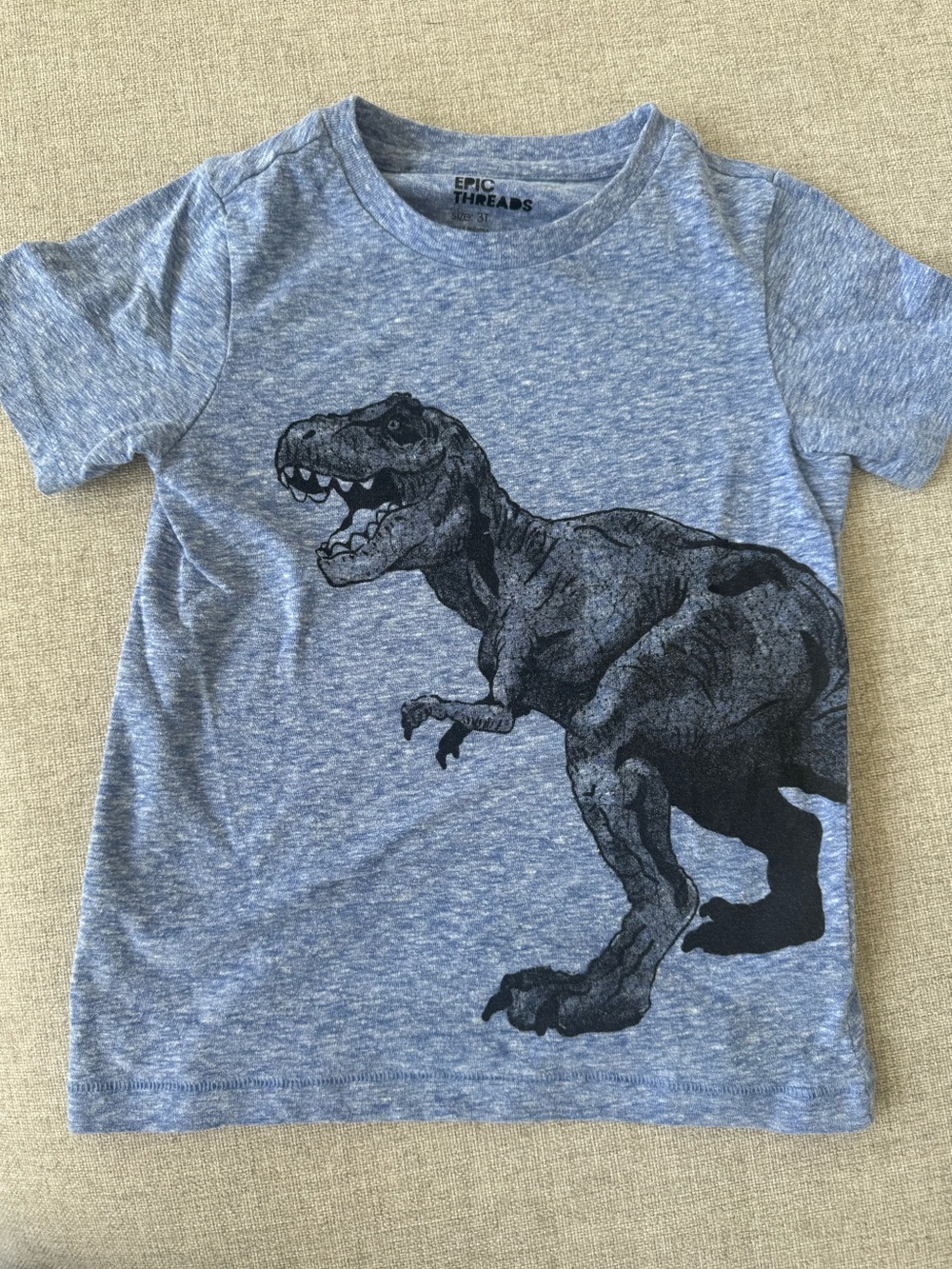 Heather Blue Tee with Black T-Rex 🦖 Graphic
